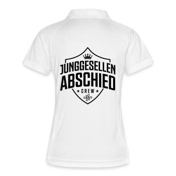 junggesellen abschied wappen - Frauen Polo atmungsaktiv - Weiß/Navy - Hinten