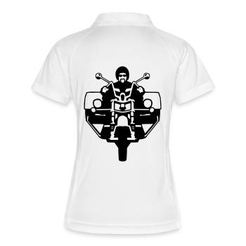 tricycle trike biker rider a motorcycle 3 - Polo respirant Femme - blanc/marine - Dos