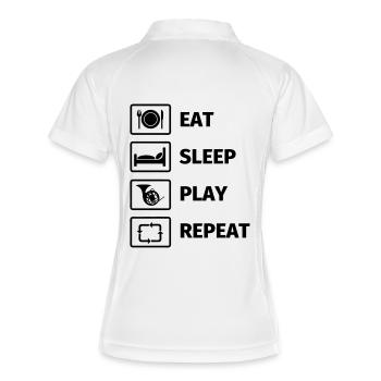 EAT SLEEP HORN REPEAT - Frauen Polo atmungsaktiv - Weiß/Navy - Hinten