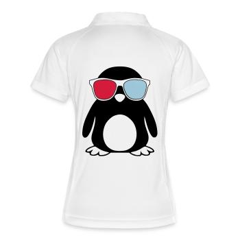 Swaggy Penguin - Frauen Polo atmungsaktiv - Weiß/Navy - Hinten