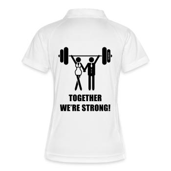 Together We're Strong! (Paar / Pärchen / Team) - Frauen Polo atmungsaktiv - Weiß/Navy - Hinten