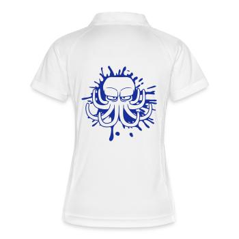 Oktopus Tintenfleck Tropfen Graffiti Spray Tinte - Frauen Polo atmungsaktiv - Weiß/Navy - Hinten