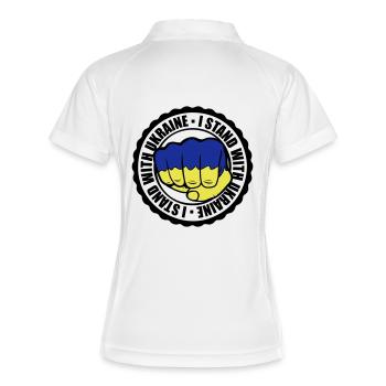 I Stand Ukraine - Frauen Polo atmungsaktiv - Weiß/Navy - Hinten