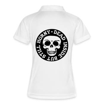 dead inside but horny - Frauen Polo atmungsaktiv - Weiß/Navy - Hinten