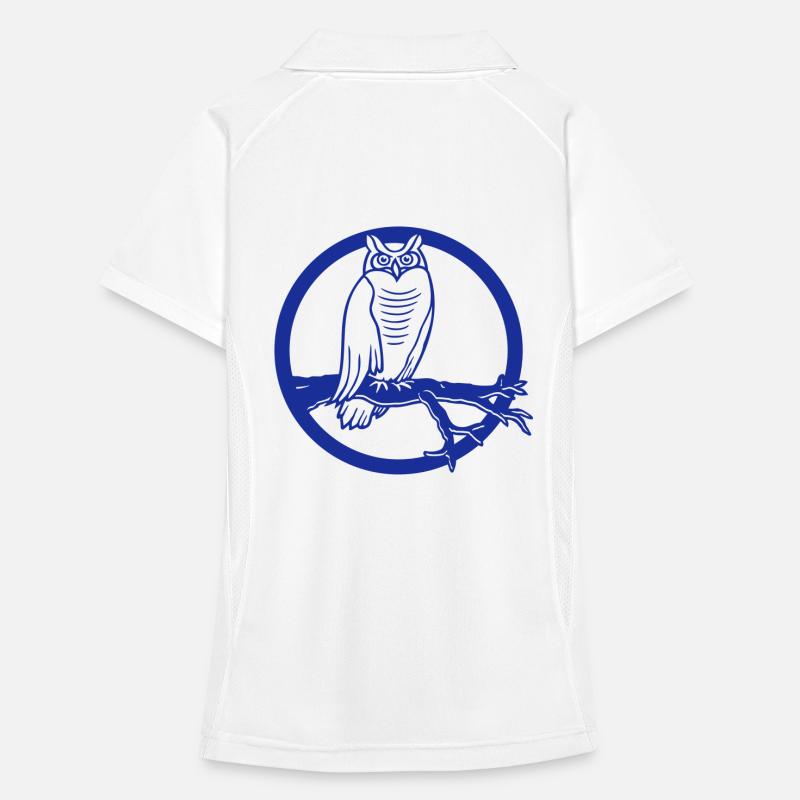 Owl Eagle Owl Branch Tree Forest Moon Night Full Moon Round Women's Polo breathable