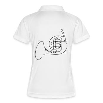 one line horn - Frauen Polo atmungsaktiv - Weiß/Navy - Hinten