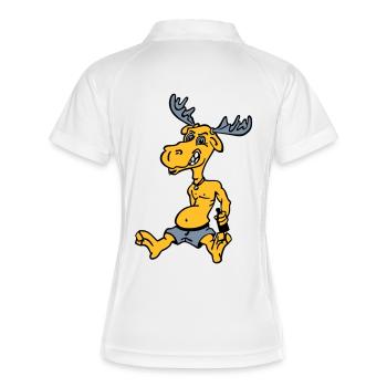 Elch - Frauen Polo atmungsaktiv - Weiß/Navy - Hinten