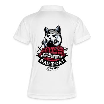 Bad Cat - Gatos Locos - Frauen Polo atmungsaktiv - Weiß/Navy - Hinten