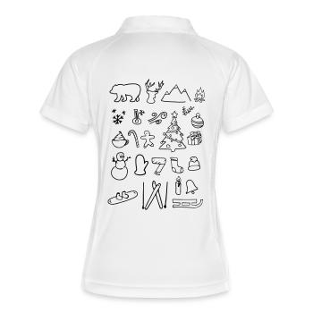 Winterwonderland,Reh,Adventskerze,Geschenk,eisig - Frauen Polo atmungsaktiv - Weiß/Navy - Hinten