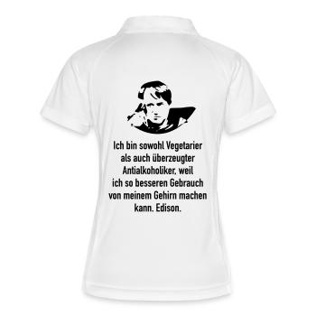 Edison: Ich bin sowohl Vegetarier als auch überze - Frauen Polo atmungsaktiv - Weiß/Navy - Hinten