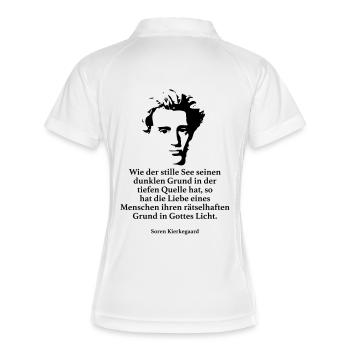 Kierkegaard: Wie der stille See seinen dunklen Gr - Frauen Polo atmungsaktiv - Weiß/Navy - Hinten