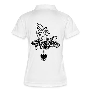 Praying Hands Polska Basic - Frauen Polo atmungsaktiv - Weiß/Navy - Hinten