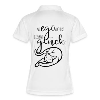 Katze Glück - Frauen Polo atmungsaktiv - Weiß/Navy - Hinten