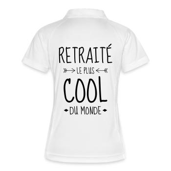 retraite / retraité / retraitée / pension - Polo respirant Femme - blanc/marine - Dos