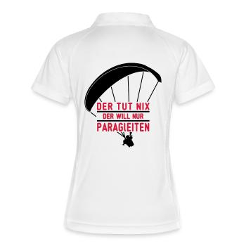 Nur Gleitschirmfliegen - Frauen Polo atmungsaktiv - Weiß/Navy - Hinten