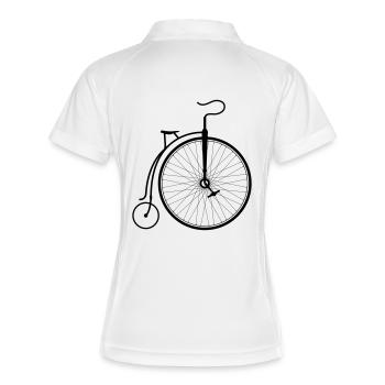 Old bicycle / altes Fahrrad - Frauen Polo atmungsaktiv - Weiß/Navy - Hinten