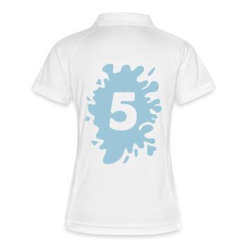 klecks 5 - Frauen Polo atmungsaktiv - Weiß/Navy - Hinten