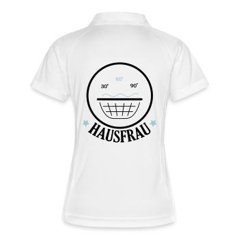 hausfrau_02 - Frauen Polo atmungsaktiv - Weiß/Navy - Hinten