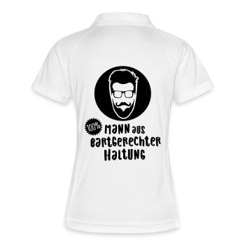Bartgerecht gehalten | Sprüche T Shirt für Männer - Frauen Polo atmungsaktiv - Weiß/Navy - Hinten