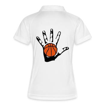 Hand in Hand Ball basketball1 - Frauen Polo atmungsaktiv - Weiß/Navy - Hinten