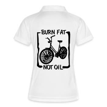 burn fat, not oil - Bike - bike - sport - oil - Women's Polo breathable - white/navy - Back