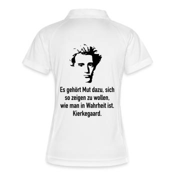Kierkegaard: Es gehört Mut dazu, sich so zeigen z - Frauen Polo atmungsaktiv - Weiß/Navy - Hinten