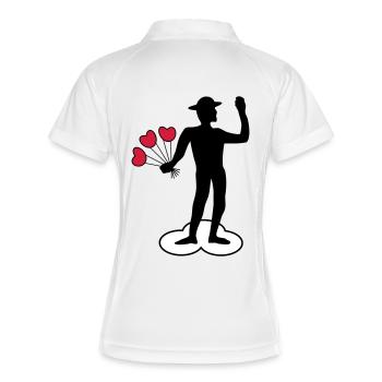 Give love - Frauen Polo atmungsaktiv - Weiß/Navy - Hinten
