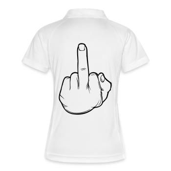 mittelfinger hand 01 - Frauen Polo atmungsaktiv - Weiß/Navy - Hinten