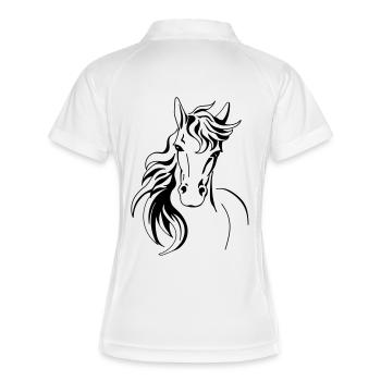 pferdekopf - Frauen Polo atmungsaktiv - Weiß/Navy - Hinten