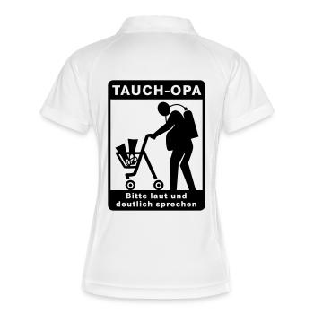 Tauch-Opa - Frauen Polo atmungsaktiv - Weiß/Navy - Hinten