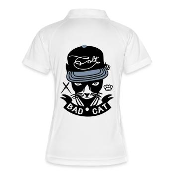 Bad Cat - GeddoCat - Frauen Polo atmungsaktiv - Weiß/Navy - Hinten