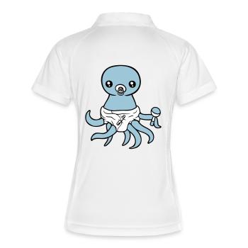 Oktopus Baby Rassel Windel Schnuller Kind geboren - Frauen Polo atmungsaktiv - Weiß/Navy - Hinten
