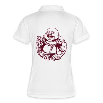 Buddha und Lotus - Frauen Polo atmungsaktiv - Weiß/Navy - Hinten