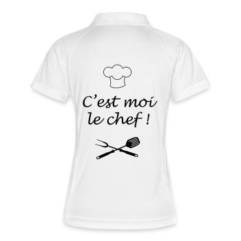 chef barbecue cuisinier - Polo respirant Femme - blanc/marine - Dos