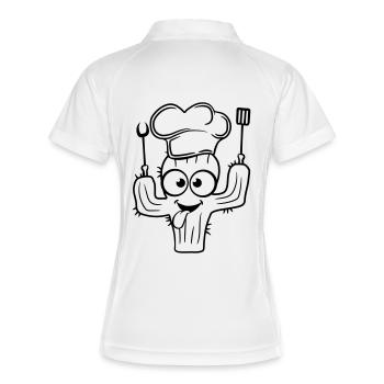 cactus soft cook restaurant grill chef hat pancake - Women's Polo breathable - white/navy - Back
