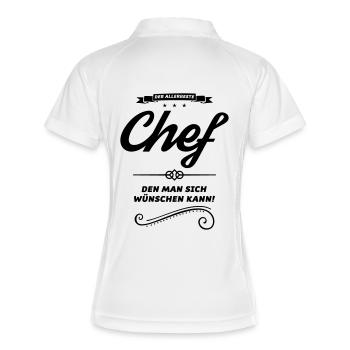 chef allerbeste - Frauen Polo atmungsaktiv - Weiß/Navy - Hinten
