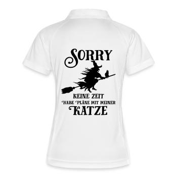 Katze Pläne Hexe - Frauen Polo atmungsaktiv - Weiß/Navy - Hinten