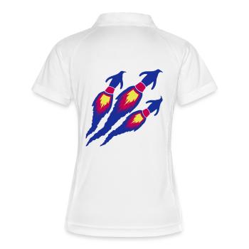 3 Lustige Pinguine Raketen Feuer Team Flug Fliegen - Frauen Polo atmungsaktiv - Weiß/Navy - Hinten