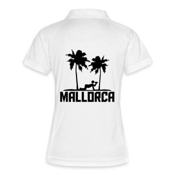 Mallorca Palmen Sonne Urlaub - Frauen Polo atmungsaktiv - Weiß/Navy - Hinten