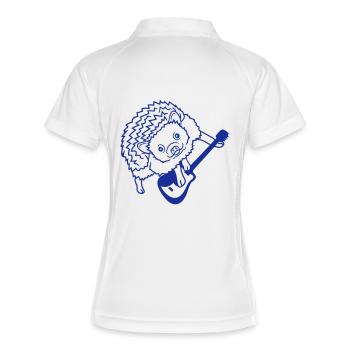 Cool hedgehog plays cute guitar music guitarist fun - Women's Polo breathable - white/navy - Back