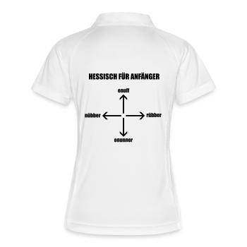 HESSISCH FÜR ANFÄNGER - Sprachkurs Hessen - Frauen Polo atmungsaktiv - Weiß/Navy - Hinten