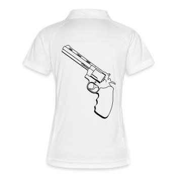 Revolver / Pistole - Frauen Polo atmungsaktiv - Weiß/Navy - Hinten