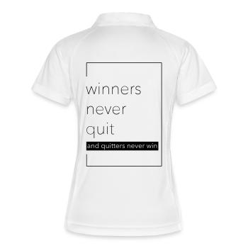 winner never quit - Frauen Polo atmungsaktiv - Weiß/Navy - Hinten