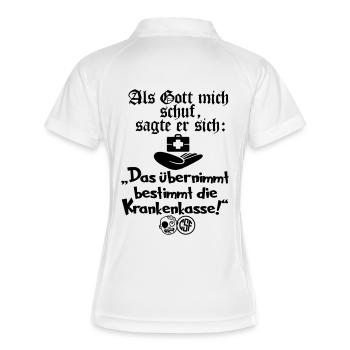 Als Gott mich schuf sagte er sich Das übernimmt... - Frauen Polo atmungsaktiv - Weiß/Navy - Hinten