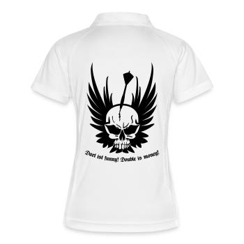 Dart ist funny - Double is money! - Frauen Polo atmungsaktiv - Weiß/Navy - Hinten