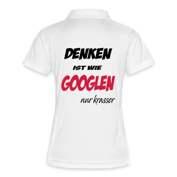 denken ist wie googlen nur krasser - Frauen Polo atmungsaktiv - Weiß/Navy - Hinten