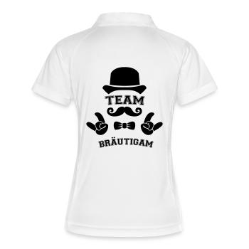 team bräutigam - Frauen Polo atmungsaktiv - Weiß/Navy - Hinten