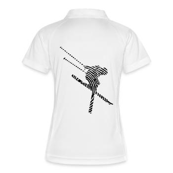 Ski Fingerabdruck - Skiing -Wintersport-Ski fahren - Frauen Polo atmungsaktiv - Weiß/Navy - Hinten