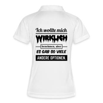 ich wollte nur - Frauen Polo atmungsaktiv - Weiß/Navy - Hinten