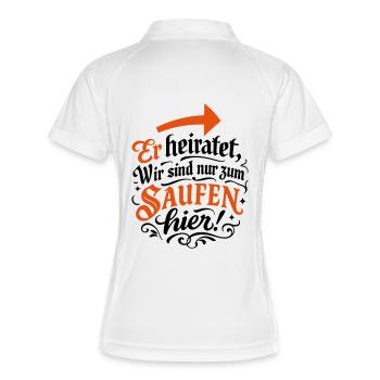Er Heiratet Wir Saufen Hochzeit - Frauen Polo atmungsaktiv - Weiß/Navy - Hinten